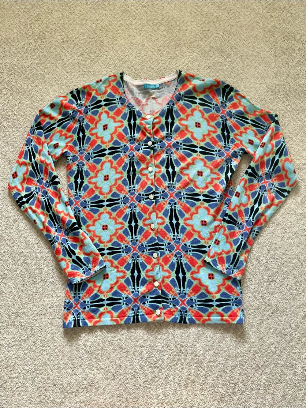 J. McLaughlin Cardigan Sweater in Multi Mosaic Pattern